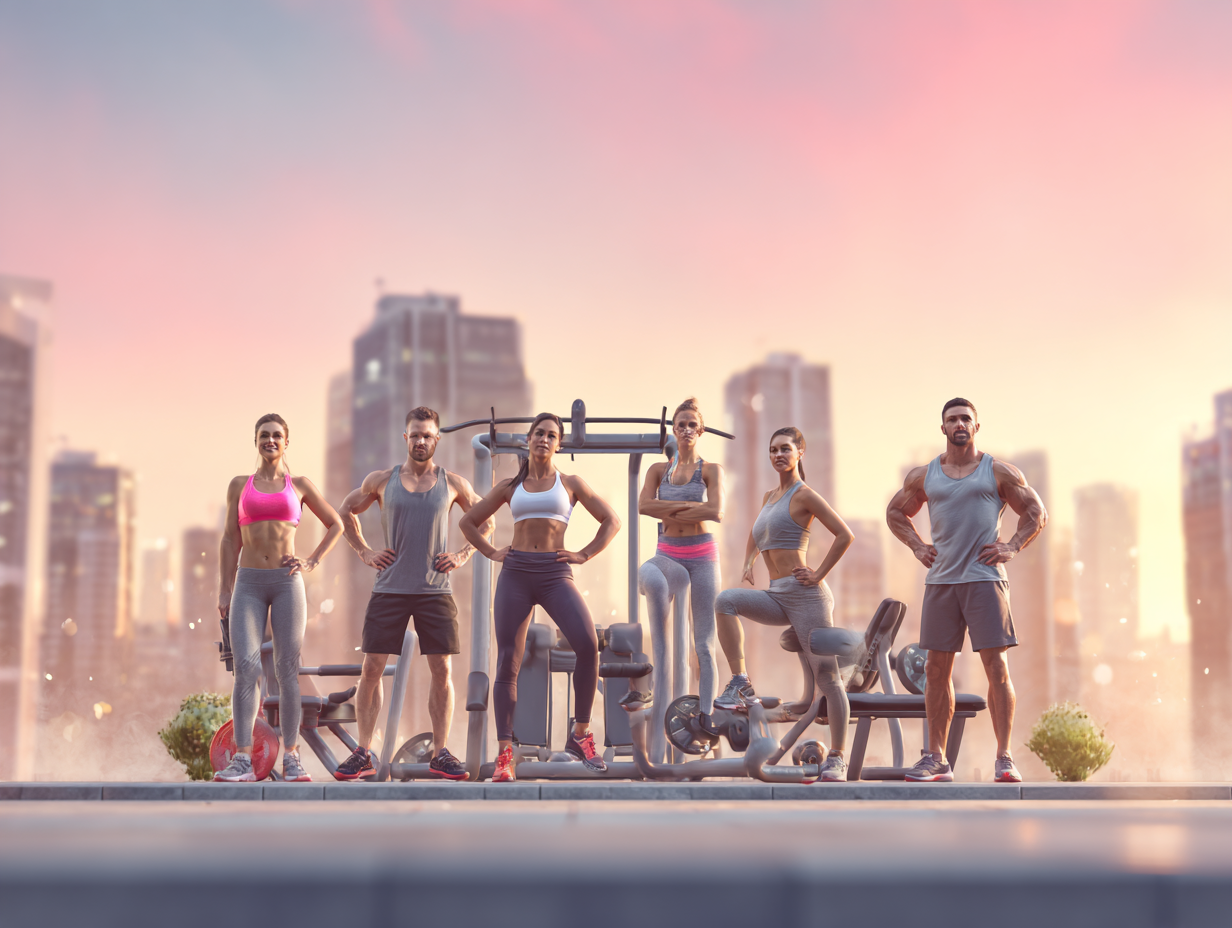 Група активних людей різного віку займається фітнесом